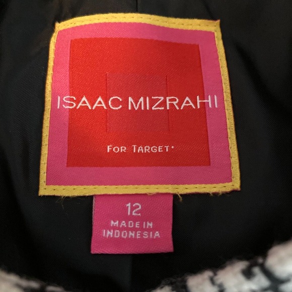 Isaac Mizrahi Jacket Womens Sz 12 Black White Tweed Wool Blazer Logo Buttons‎ - Picture 7 of 9